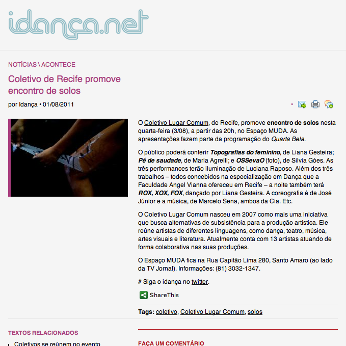 [Idança] Coletivo de Recife promove encontro de solos